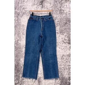 Vintage Levis Jeans 24 in Womens High Rise Straight Leg Raw Hem Medium Wash